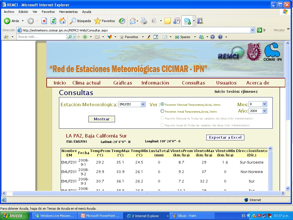 IRed meteorológica y la pesquería de sardina en México